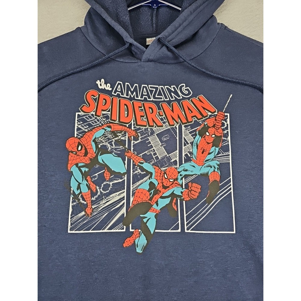 Marvel The Amazing Spider-Man Long Sleeved Pull-Over Hoodie Men's Medium Blue - Picture 2 of 9